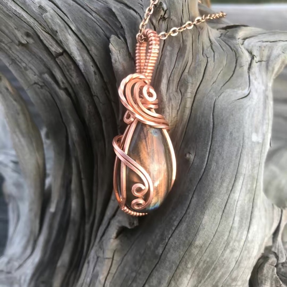 Orange Labradorite necklace